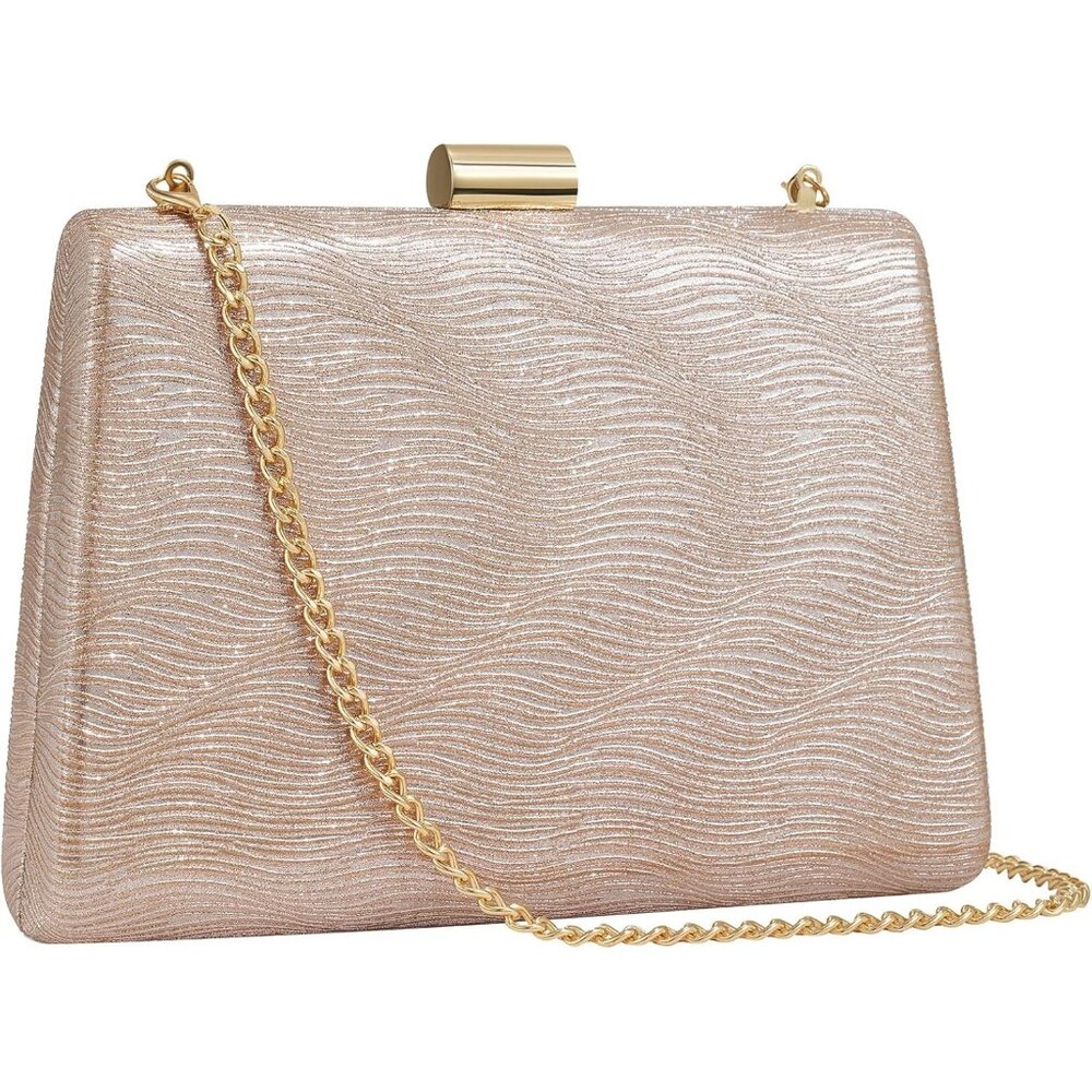 ⚡ Women's Detachable Chain Sparkly Evening Formal Parties Cream Clutch Bag